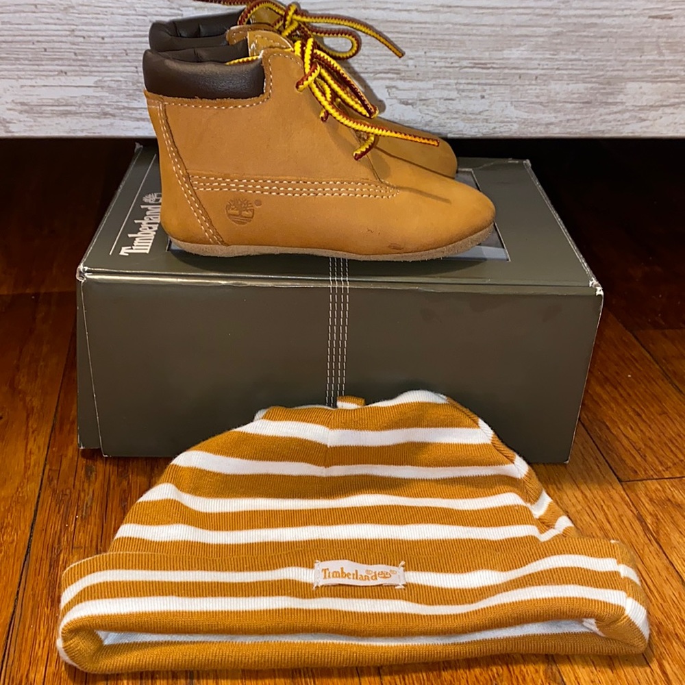 Infant Wheat Timberland Boots with Matching Cap